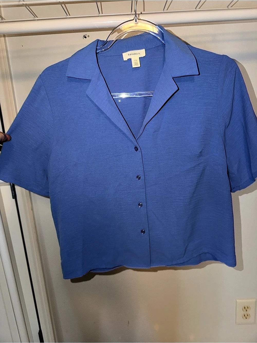 Tamara H Blue Short Sleeve Button Down Top